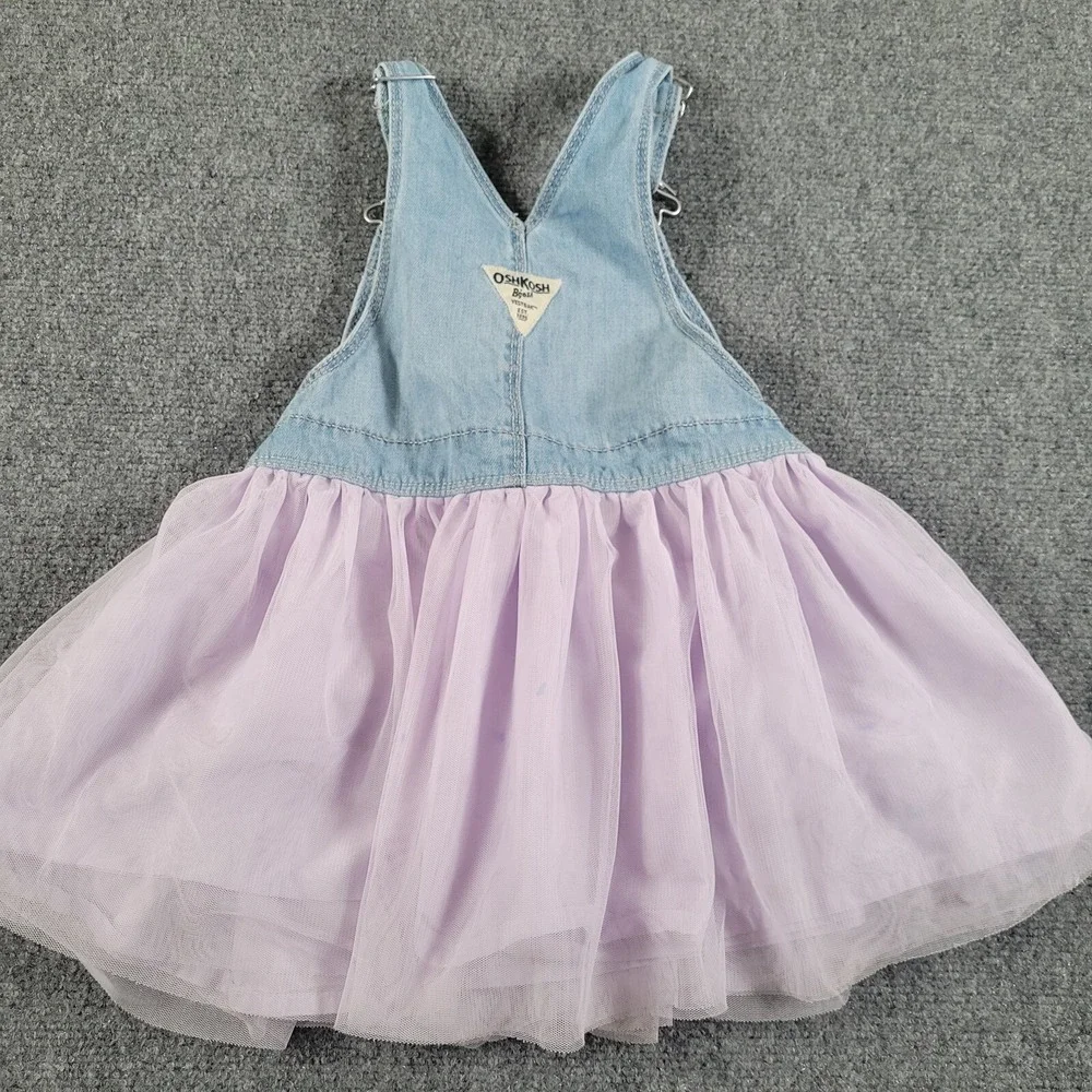 Oshkosh B'gosh Jumper Girl Toddler 4T Denim Unicorn Vestbak Overalls Tulle